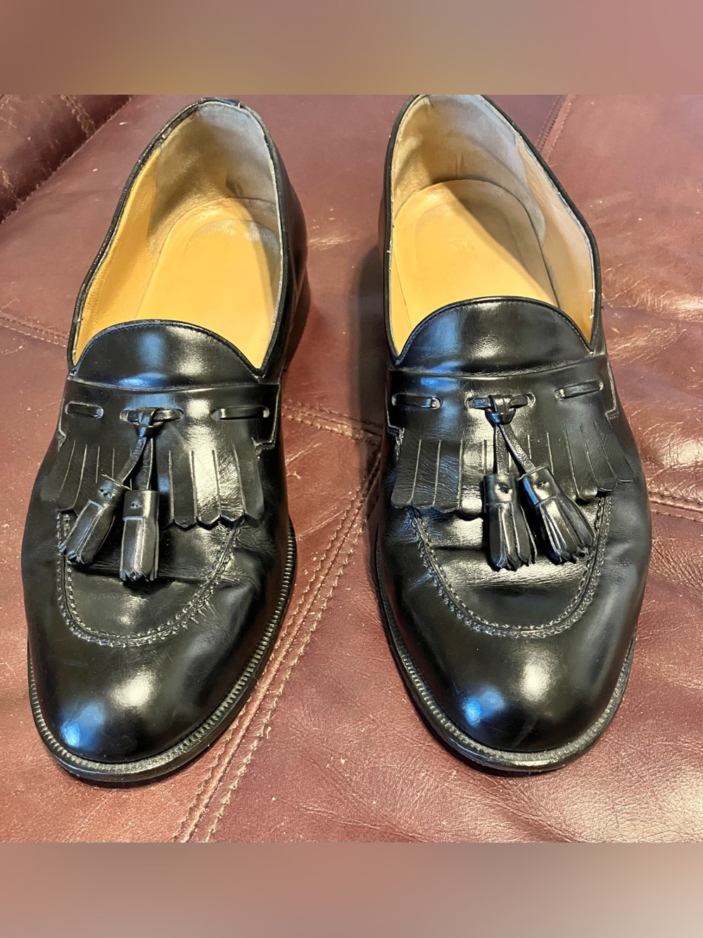 Bruno Magli Rex Classic Black Leather Tassel Loafers for Men 11M